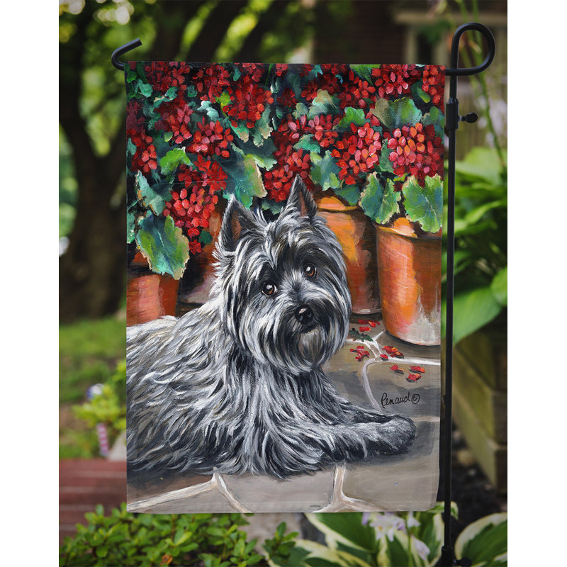 Drapeau de jardin en polyester à 2 côtés Graziello Bichon Frise Do It Better 1 x 0,11 pi, Cairn terrier géraniums