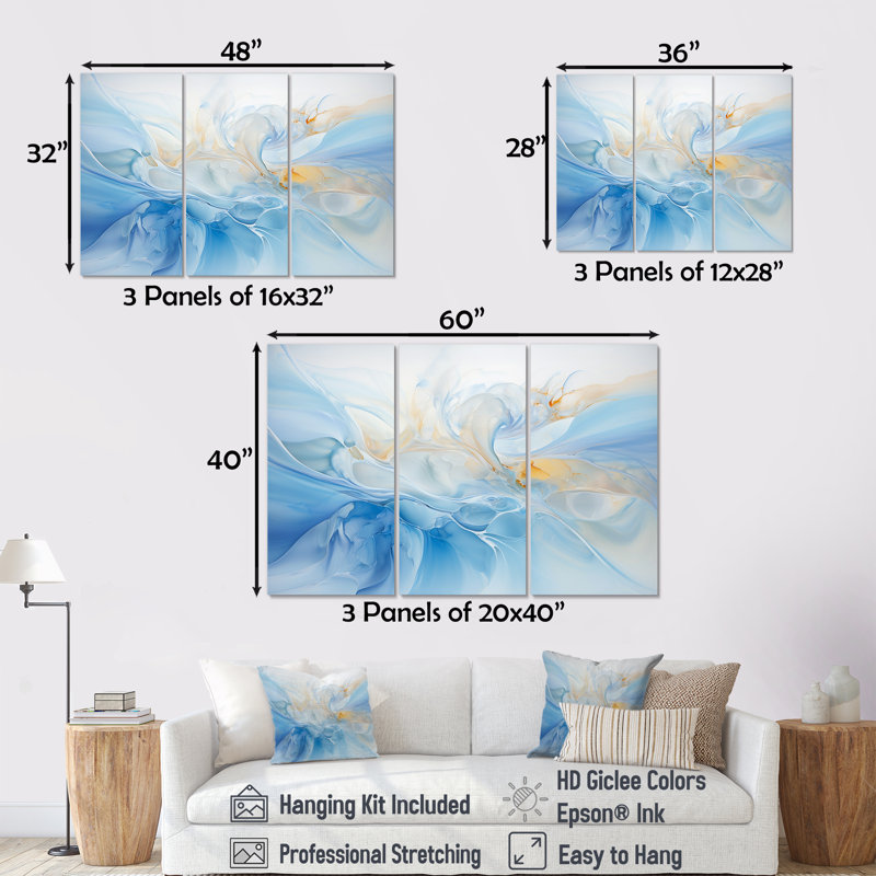 Ensemble de salon Wall Art, Toile tendue, H 40 po x l 60 po x P 1 po