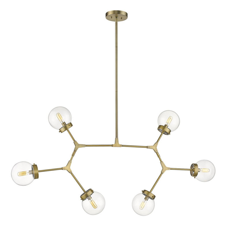 Lustree géométrique 6 lumières spoutnik Lesa, Laiton vieilli