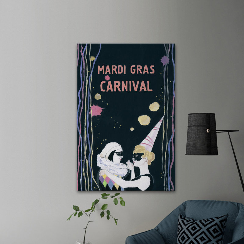 Mardi Gras Carnival par - peinture sur toile tendue, H 45 po x l 30 po x P 1,5 po