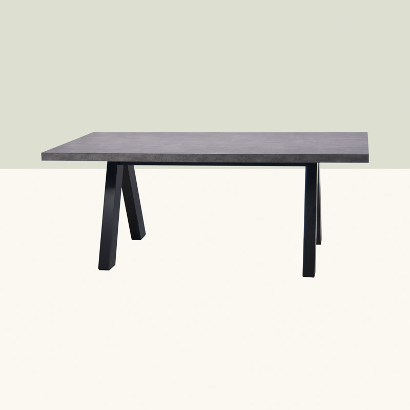 Leana Rectangular Dining Table, Pure Black Matte/Concrete