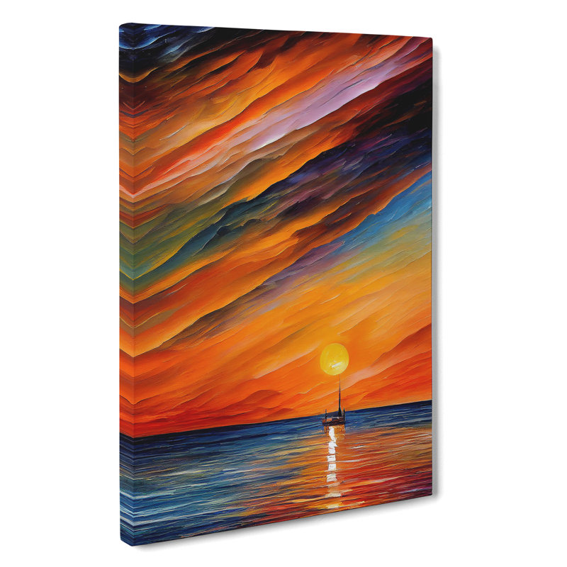 Boats Under The Sunset No.4 - Wrapped Canvas Print, 50cm H x 35cm W x 3cm D