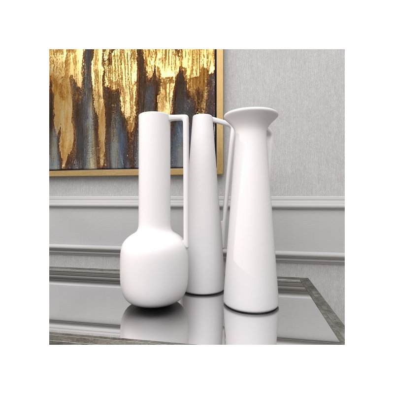 Cosmoliving By Cosmopolitan Ceramic Modern Vase, 13" H x 16" W x 6"D, White