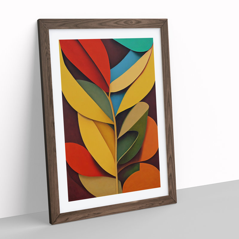 Paper Leaves Abstract - Wall Art, 48cm H x 36cm W, Walnut Framed