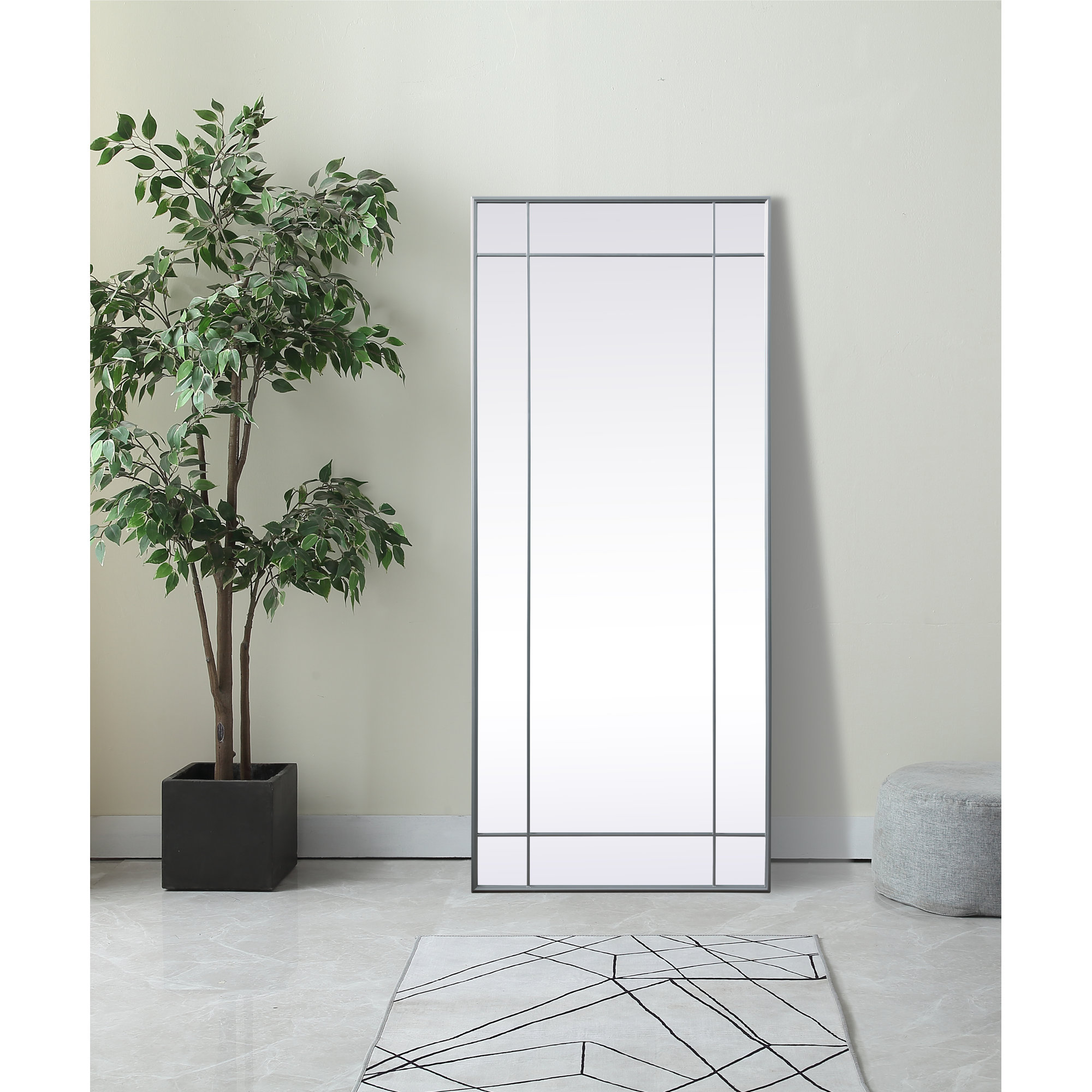 Chancey Iron Rectangle Wall Mirror, 70"H x 30"W, Silver