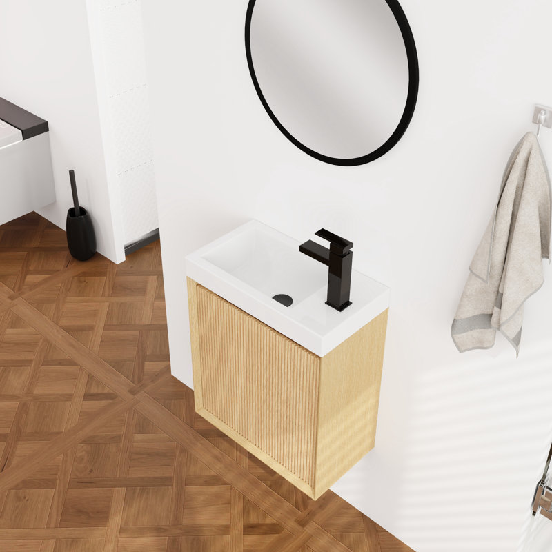 18.5'' Single Bathroom Floating Vanity with Resin Top, Nature