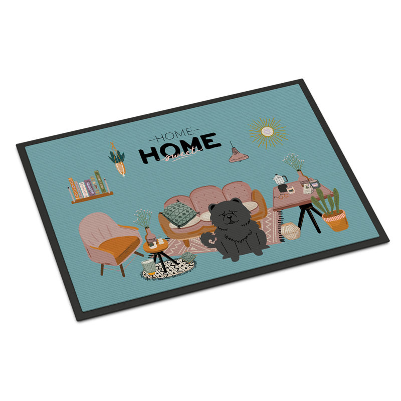 Tapis d'entrée antidérapant Guerline L 27 po x l 18 po, Chow-chow noir