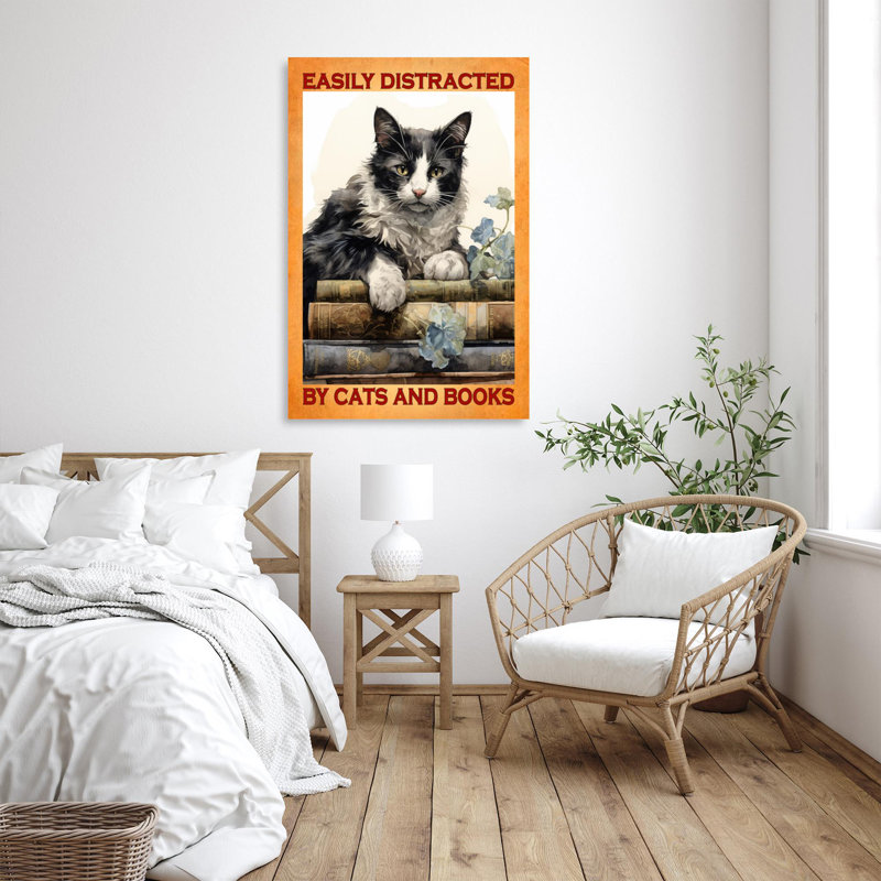 " Cats And Books ", 36" H x 24" W x 1.25"D
