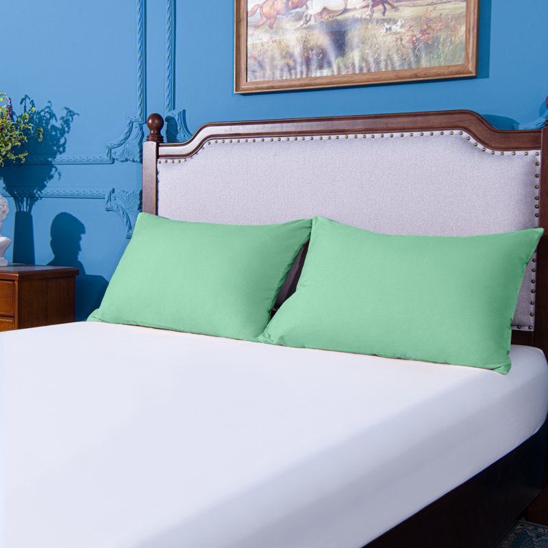 Taies d'oreiller de lit, 1800 taies d'oreiller en microfibre brossée avec fermeture à enveloppe - NTBAY, Bleu-vert