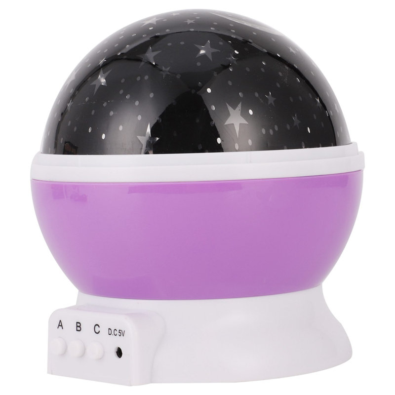 Projecteur d'étoiles à DEL avec veilleuse pour chambre de bébé, Mauve