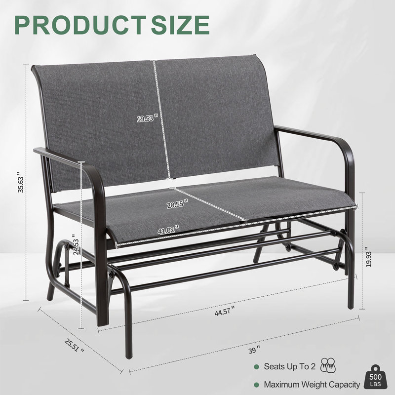 Fauteuil oscillant d'extérieur en acier Adelphia, Grey