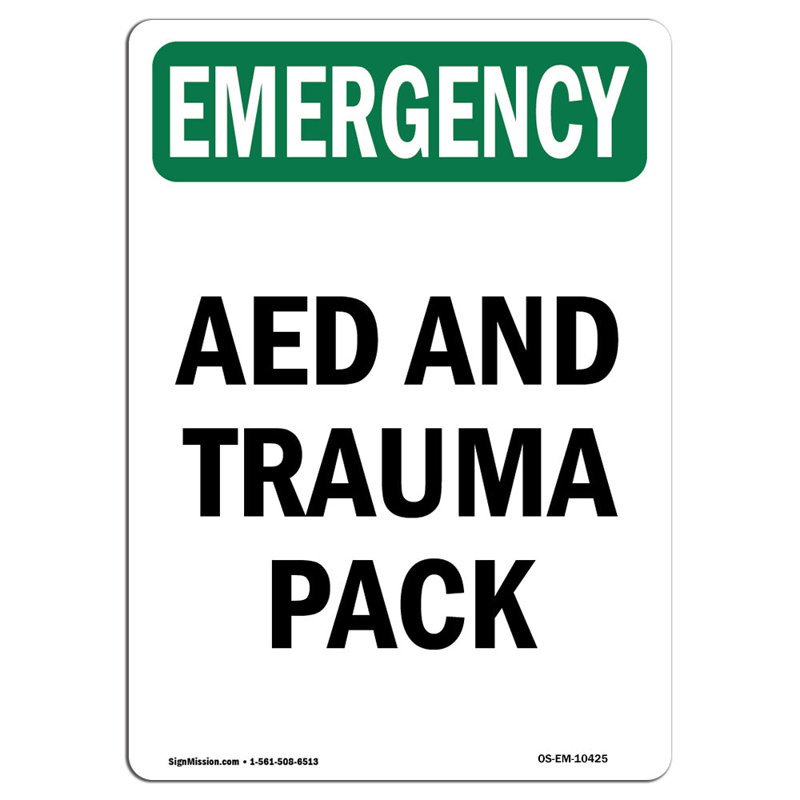 Plaque d'urgence et DEA, H 24 po x l 18 po x P 0,1 po