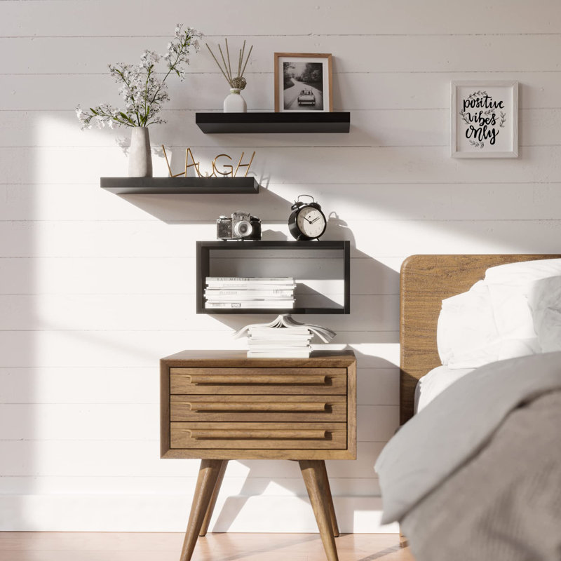 3 Piece Floating Shelf, Black