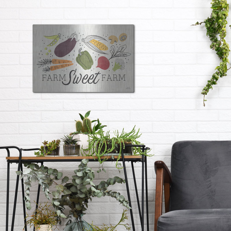 «Garden Goodies 1 Cream» par Laura Marshall, art mural en métal, H 12 po x l 16 po