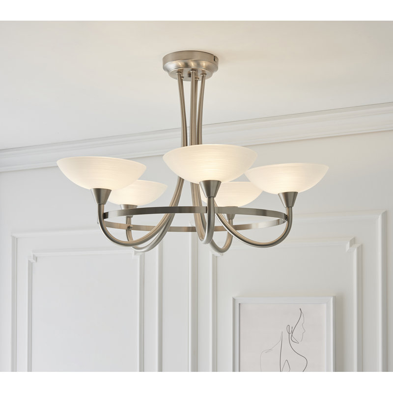 Montague Glass Semi Flush Mount, Satin Chrome