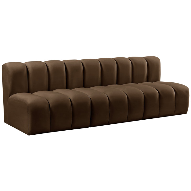 Hrach Upholstered Sectional Reversible, Brown Velvet