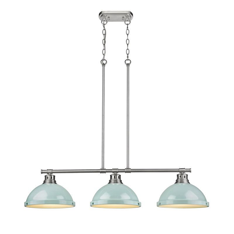 Drakeford 3 - Light Kitchen Island Pendant, Seafoam, Pewter