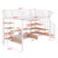 Lit mezzanine double en métal avec escalier, table et tablettes de rangement-566204343