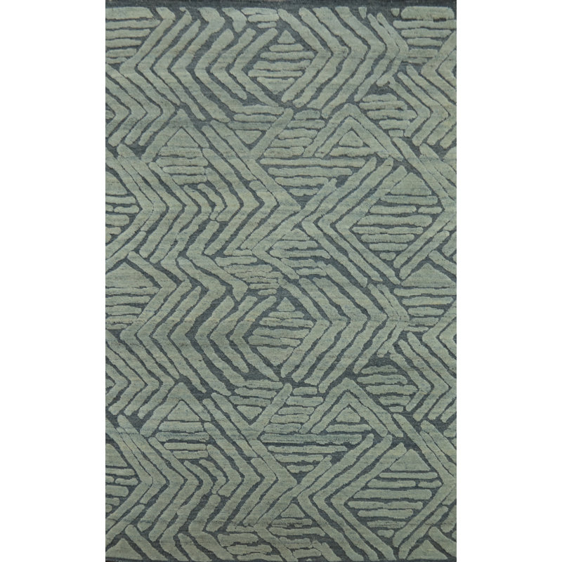 Tapis indien contemporain en laine 6x9