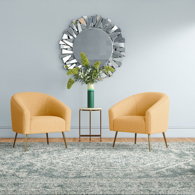 Audwin 27.5" W Polyester Barrel Chair, Mustard 100% Polyester
