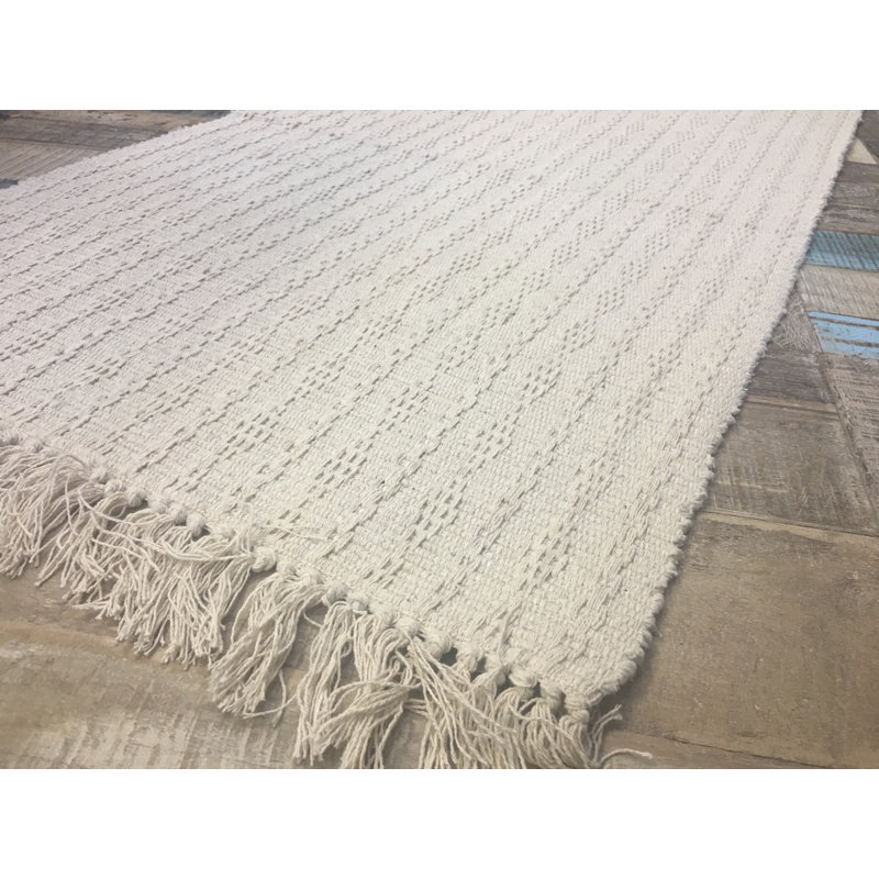 Rosser Geometric Cotton Hand Woven Area Rug, Rectangle 70 x 115cm