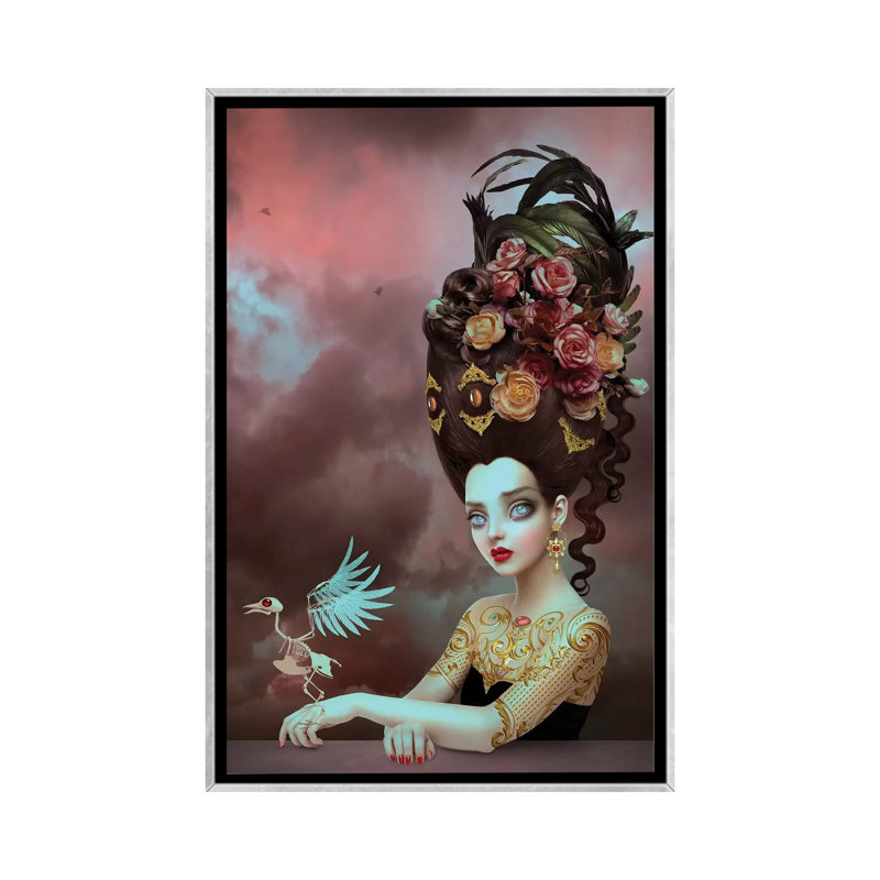 « Solace » par Natalie Shau-impression d’art graphique, Toile avec cadre argenté, H 40 po x l 26 po x P 1,5 po, Pas de tapis
