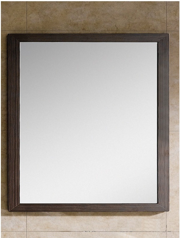 Heyer Wood Wall Mirror, 33.5" H x 21.63" W, Ebony Wave