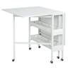 Costway Table De Couture Pliable Avec Roues Universelles (2 Verrouillables) Et 4 Etagères De Rangement, Table De Machine à Coudre Multifonction 2 En 1 Gain De Place (l[158x50x74cm], Brun Foncé