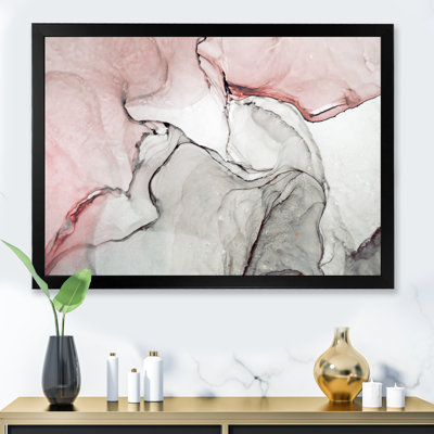 Luxury Pink Grey Marbled Flow Art II - Modern Canvas Wall Art