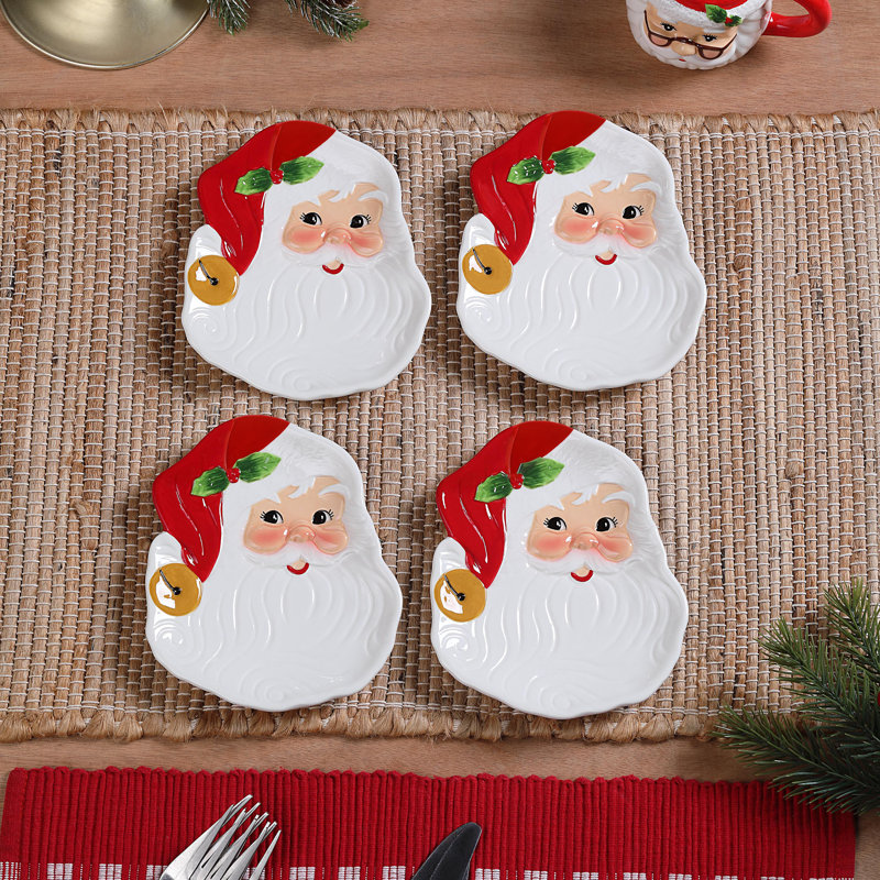 6 in. Ceramic Plate Set - Santa