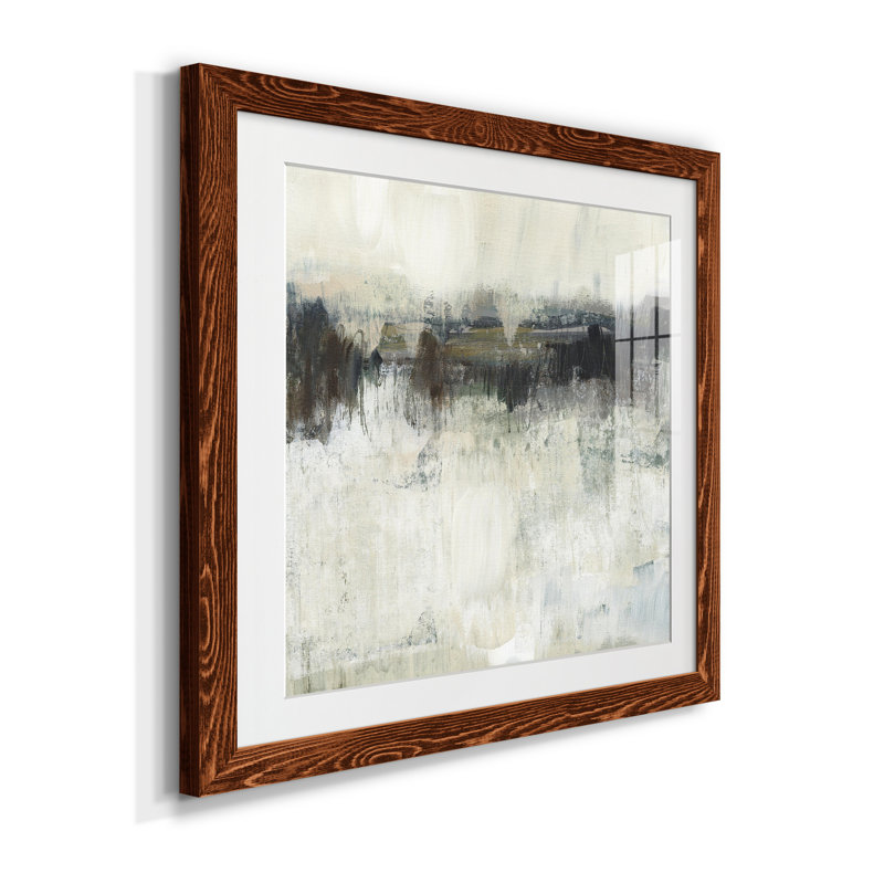 «Neutral Horizon Line I», reproduction encadrée de qualité supérieure - prête à être accrochée, Papier encadré érable, Blanc