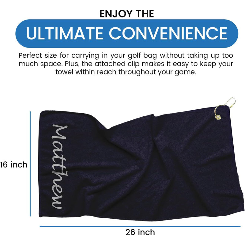 Cotton Embroidered Golf Towels Kitchen Towel, Navy, Yes