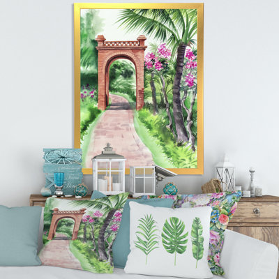 " Traditional Gate In Tropical Oasis " Painting Print
