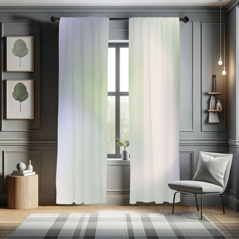  Pastel Curtains, Abstract Daydream Fantasy, 28" W x 63" L, Pastel Green