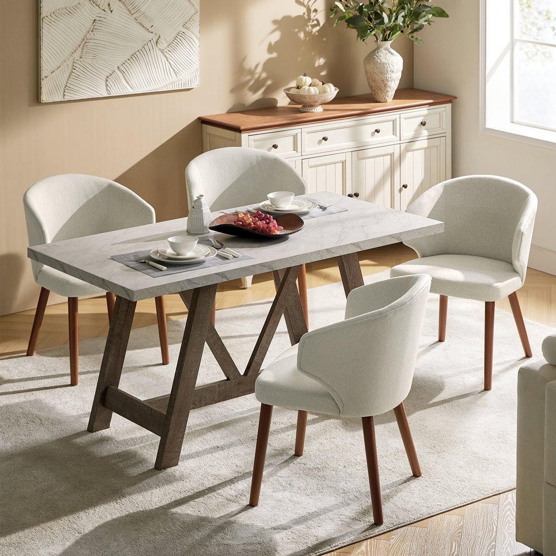 Tillison Wing Back Side Dining Chair Set with Solid Wood Legs George Oliver Upholstery