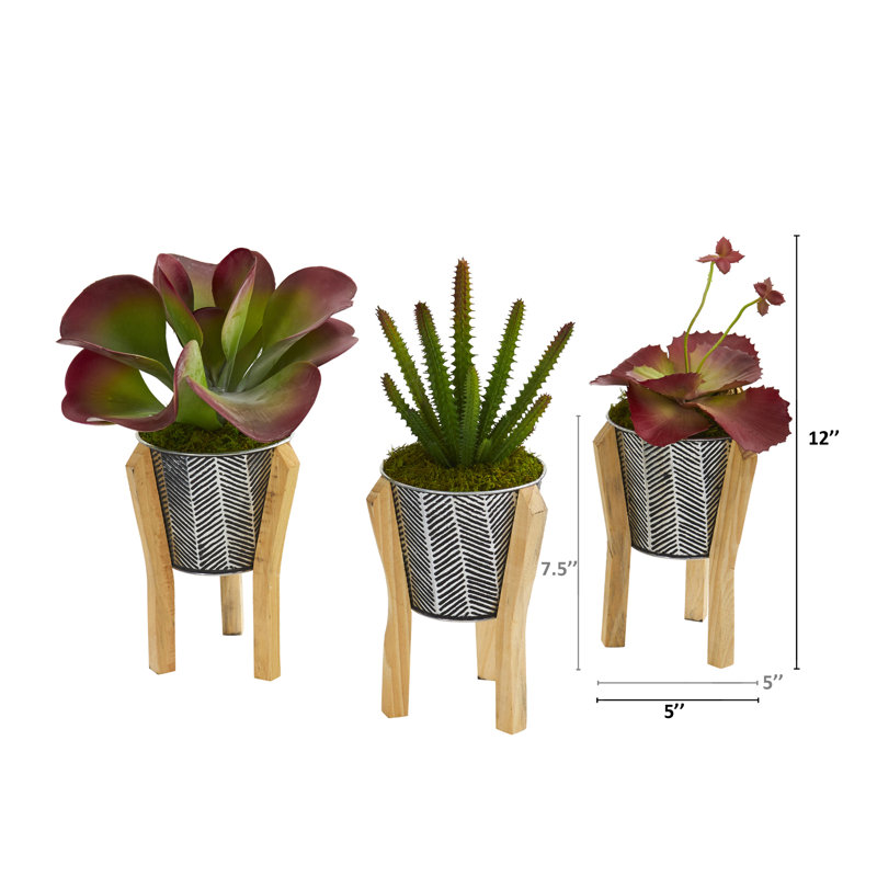 12'' Faux Succulent Plant in Metal Planter