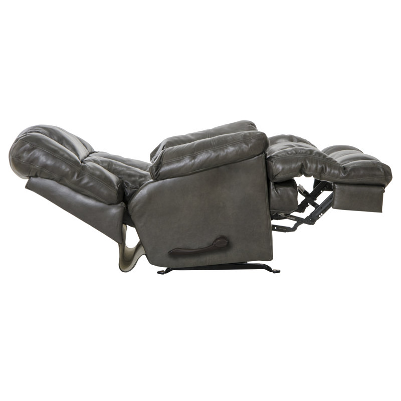 Fauteuil inclinable Reem, Manuel, Cuir véritable acier