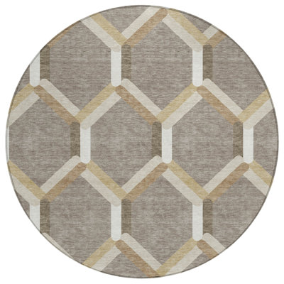 Machine Washable Indoor/Outdoor Dyar ACN2343 Lattice Rug