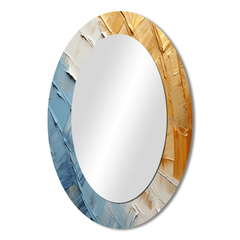 Minimalisme Chassant Rainbows - Miroir mural ovale traditionnel beige, H 36 po x l 24 po