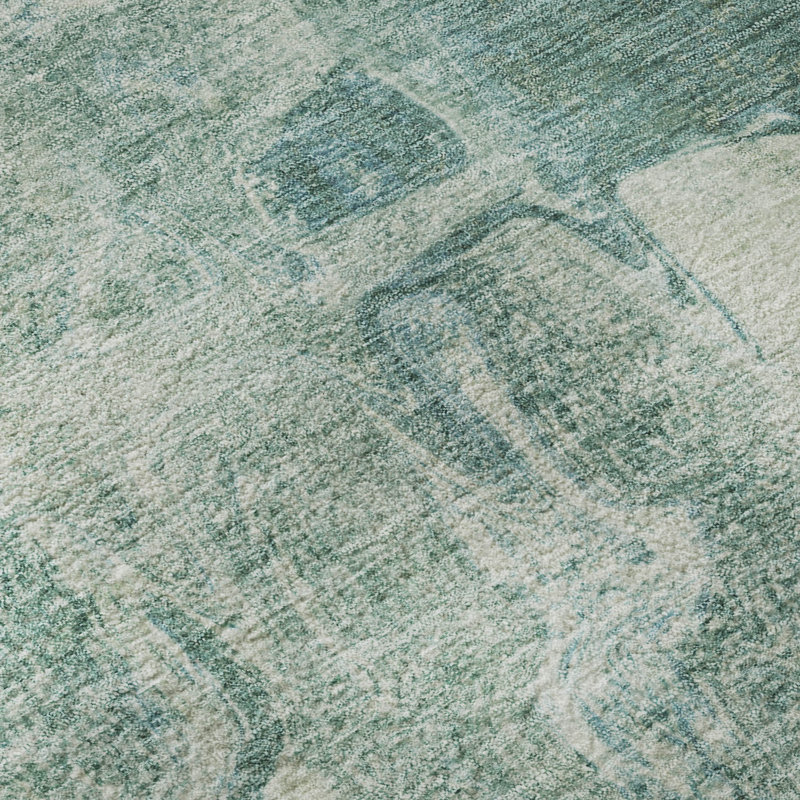 Premium Machine Washable Mayfield AMF2226 Abstract Rug, Teal, 2'6" x 3'10"
