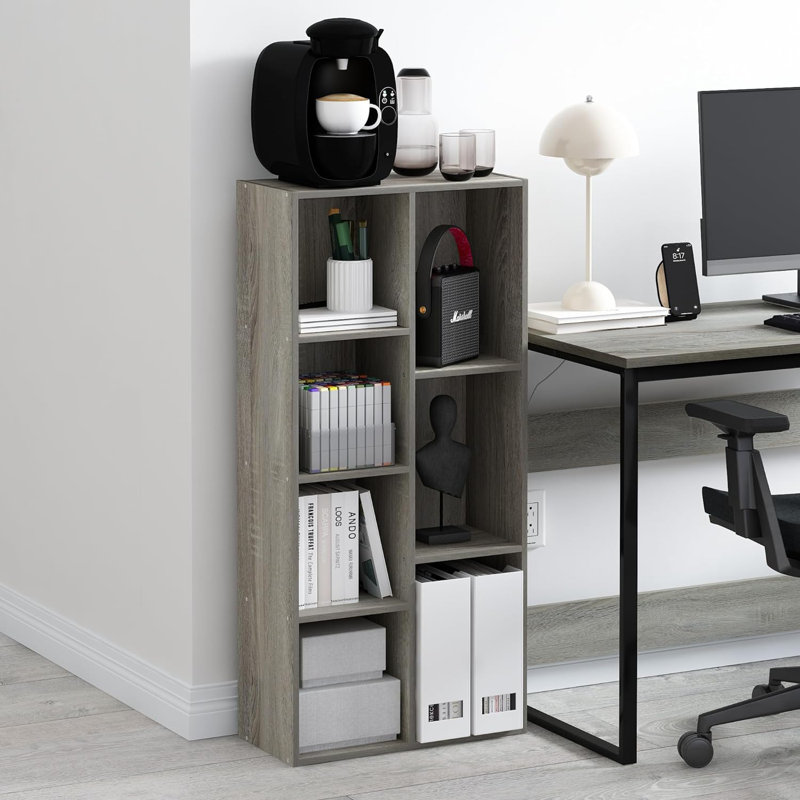Gonzales 19.5" W Standard Bookcase, French Oak, (7 Shelves) 41.7"H x 19.5"W x 9.4"D