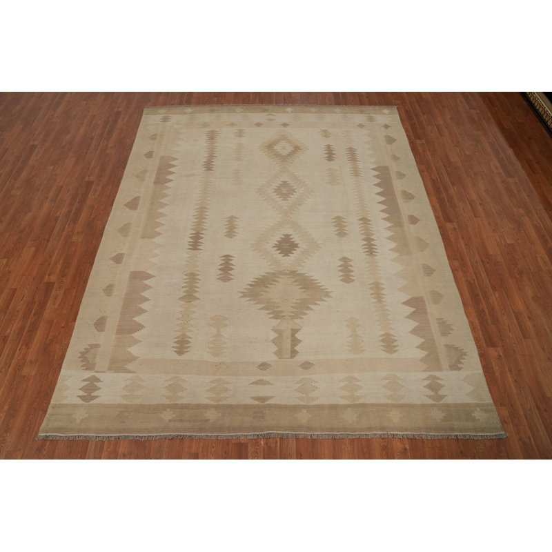 Tapis à motif tribal beige élégant 8 x 10 pour intérieurs modernes