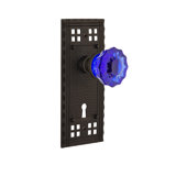 Craftsman Plate with Decorative Keyhole and Crystal Cobalt Door Knob