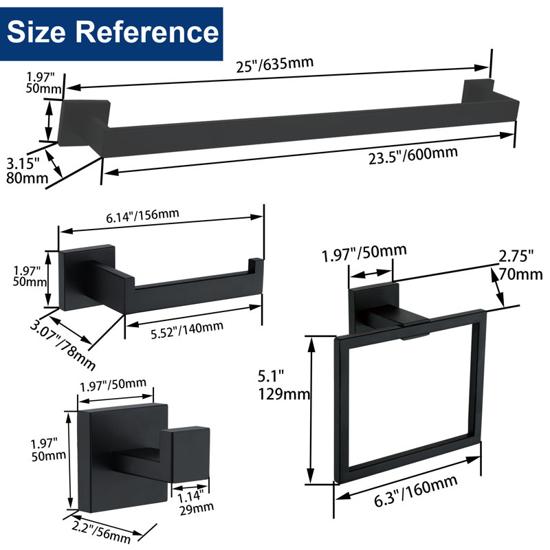 5 - Piece Bathroom Hardware Set, Matte Black