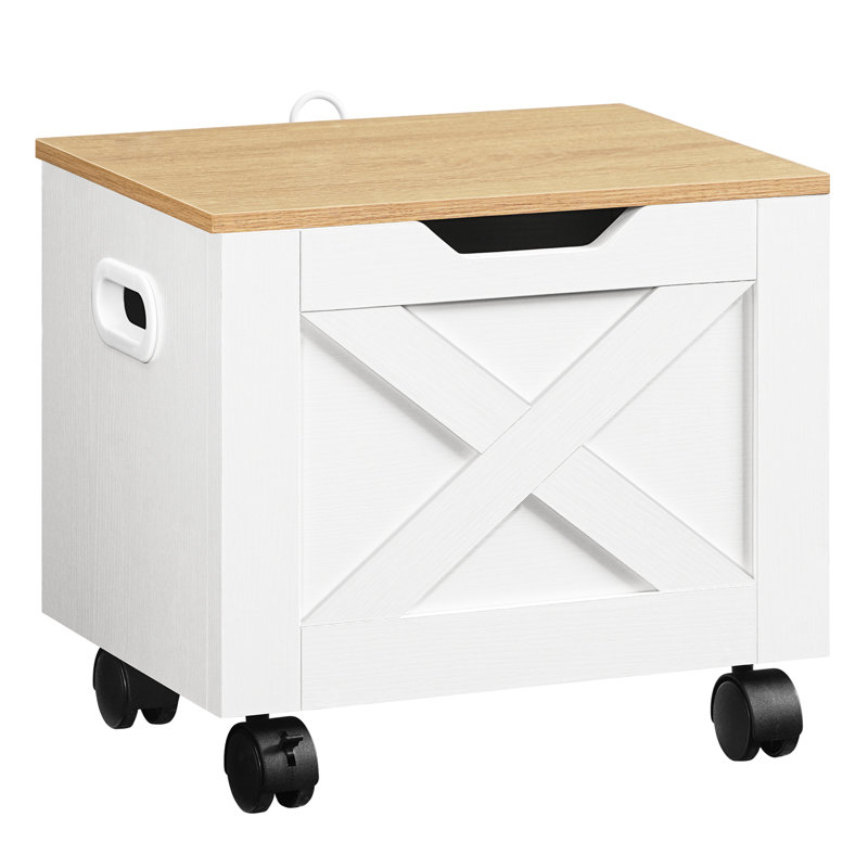 Rolling Filing Cabinet Mall File Cabinet Under Desk With Single Drawer, White/Yellow