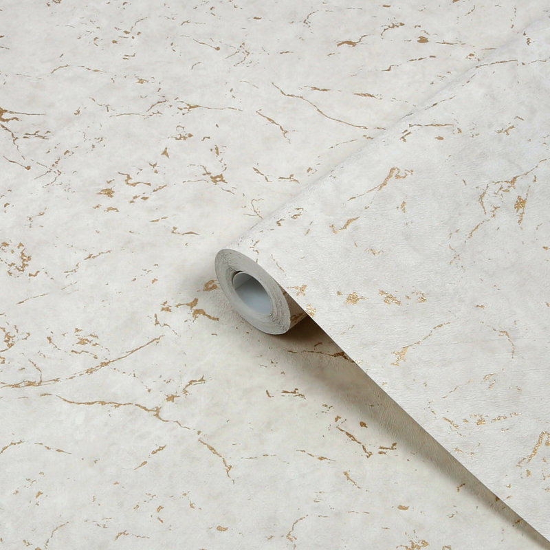 Superfresco Easy Gilded Plaster Copper Textured Plain 10m x 52cm Matte Wallpaper Roll, Pale Gold