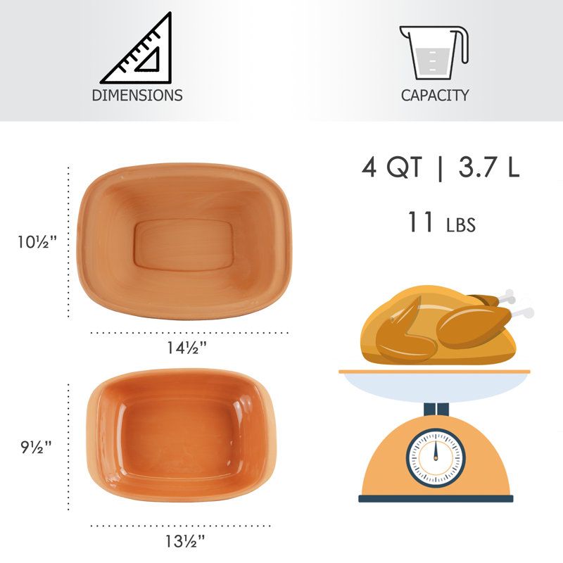 Eurita 4 Quart Non-Stick Terracotta Clay Roaster