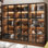 Combination Bookcase With Glass Doors And Led Lights, Display Cabin With 5-tier Shelveset
