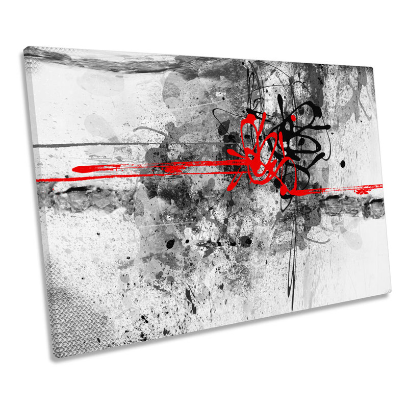 Abstract Grunge Red Black - Wrapped Canvas Print, 81.3cm H x 121.9cm W x 4cm D