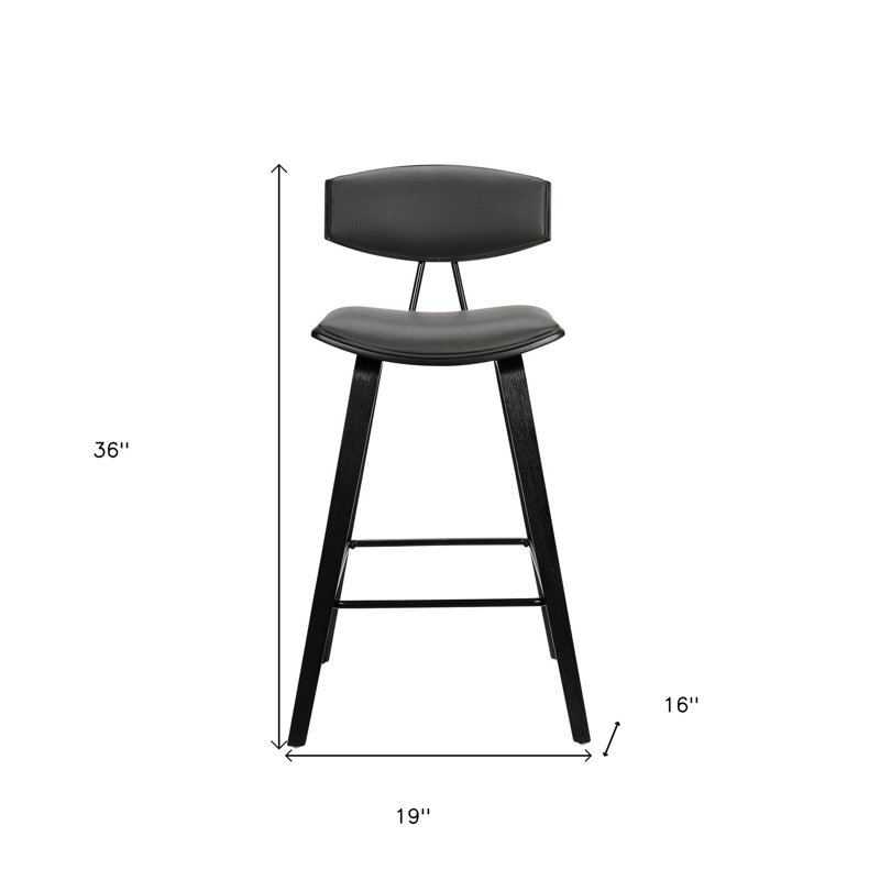 Chaise à dossier bas avec repose-pieds, Tabouret de comptoir (siège d'une hauteur de 25,5, Gris / Noir
